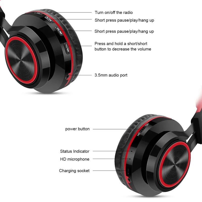 Беспроводные наушники Bluetooth гарнитура складные регулируемые с микрофоном
