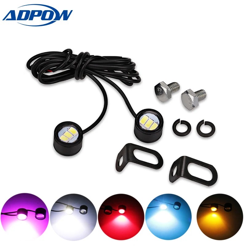 

2PCS 12V Motorcycle Rearview Mirror Eagle Eye Warning Brake 3 LED Flash Strobe Lights DRL 7 Color Lamp Moto Headlight Taillight