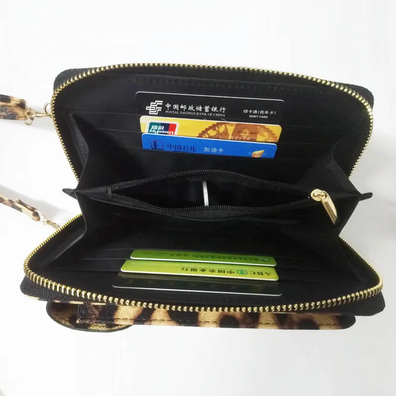 Новый Леопардовый женский длинный кошелек из искусственной кожи с держателем