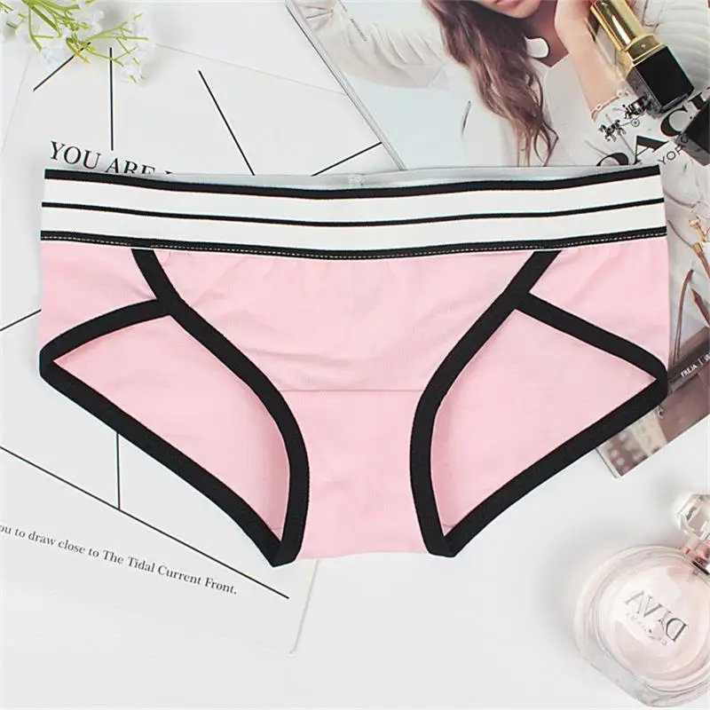 12PCS Large Size M-3XL Fashion Stripe Sexy Briefs Women Underwear Panties Soft High Quality Cotton Female Underpants Briefs