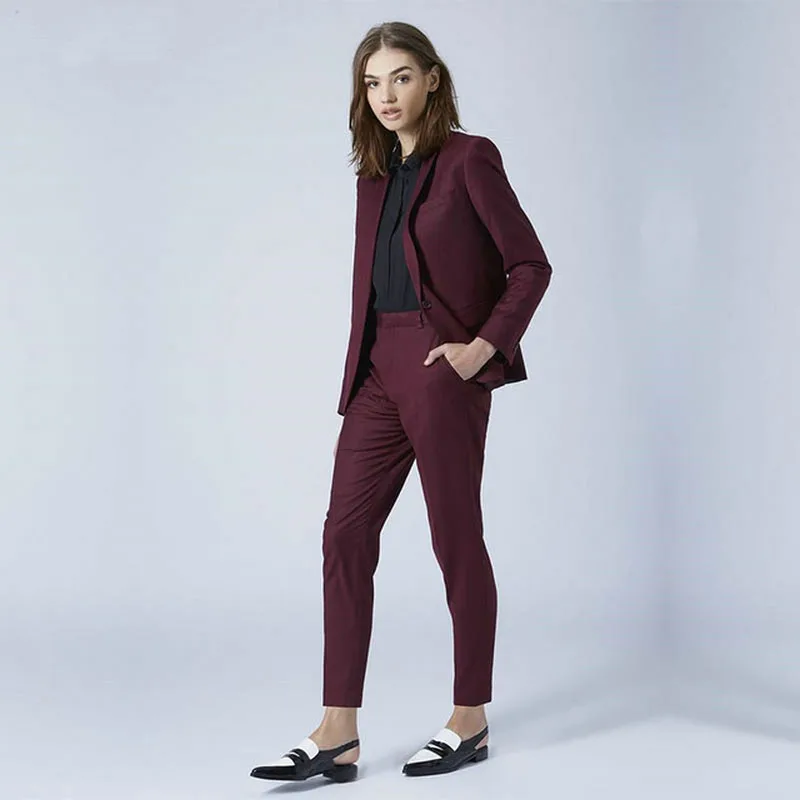 Виноград женские деловые костюмы комплект из 2 предметов Блейзер slim fit женские брюки женские костюмы Офисная Униформа элегантные комплекты трусов