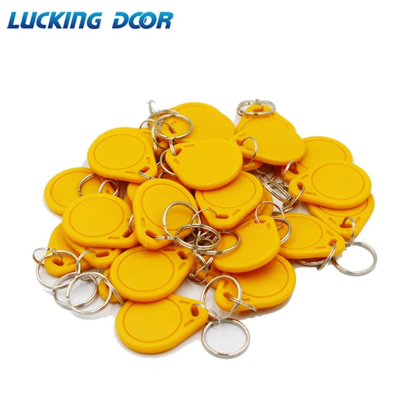 yellow 100pcs 100 шт. 13,56 МГц IC M1 брелоки метки контроля доступа RFID ключ искатель карты жетон посещаемость управление брелоком - Цвет: yellow 100pcs
