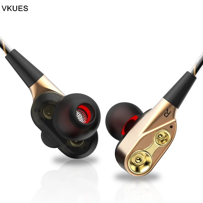 D2 двойные динамические наушники с микрофоном проводной Hifi наушник 1 2 м 3 5 мм