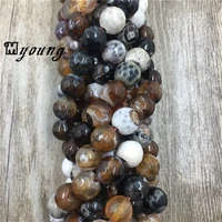 round faceted brown fire agates beadsnatural stone lace agates beads for diy jewelry my0375