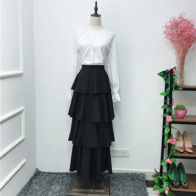 Женские юбки с оборками Faldas Mujer Moda лето 2019 абайя Дубай Турецкая мусульманская