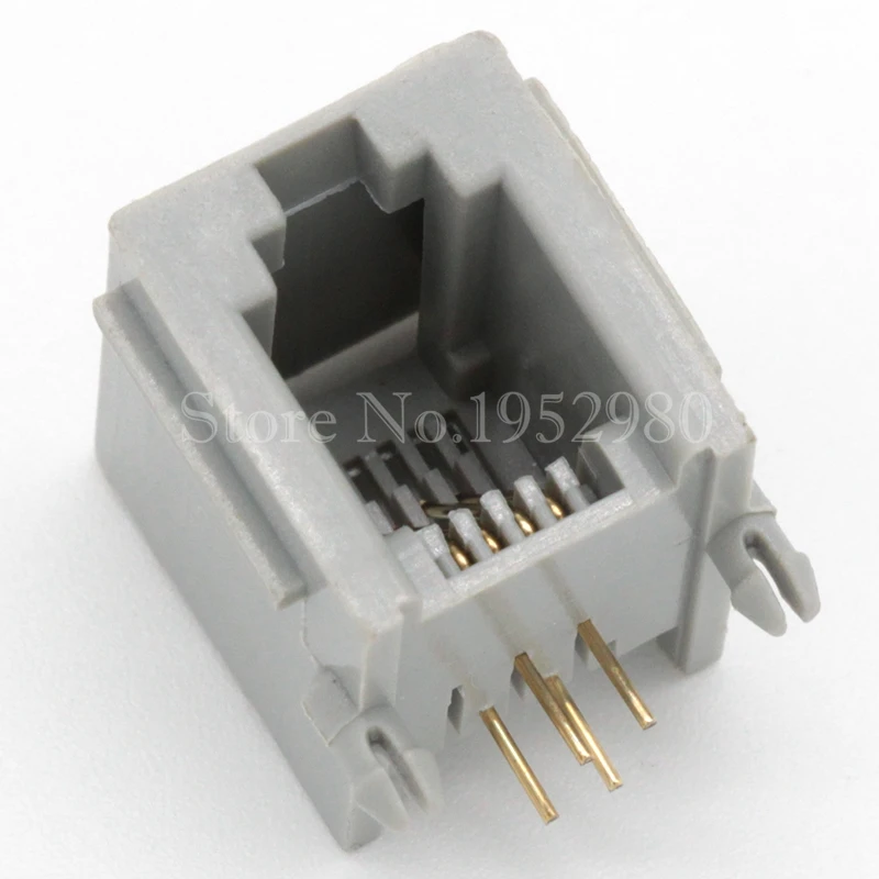 Разъем для телефона 20 шт./лот RJ12/RJ11 6P4C Glod 4 контакта/с полями/серый | Обустройство