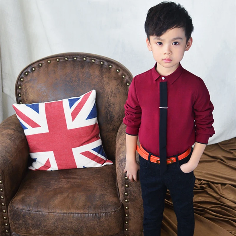 ActhInK/строгое однотонное Хлопковое платье для мальчиков рубашка с галстуком