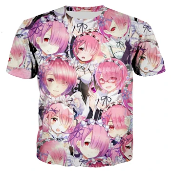 PLstar Cosmos летняя модная мужская женская футболка аниме Re: Zero Fullprint 3D печать футболка s Harajuku Повседневная футболка - Цвет: color as the picture
