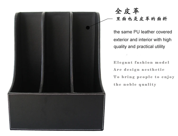 Изогнутая деревянная кожаная настольная подставка с 3 отделениями лоток для