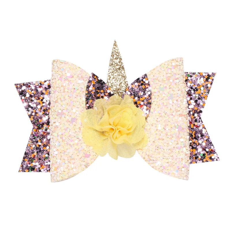14 шт./лот блеск Единорог банты волосов Пасхальный кролик заколки для волос