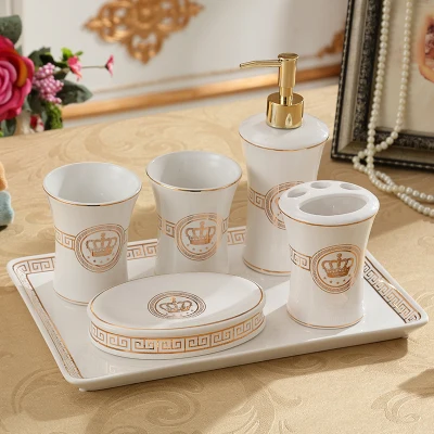 White with tray Для жидкого мыла керамический Зубная щётка мыльница зуб чашки Ванная комната Декор Ванная комната продукты - Цвет: White with tray