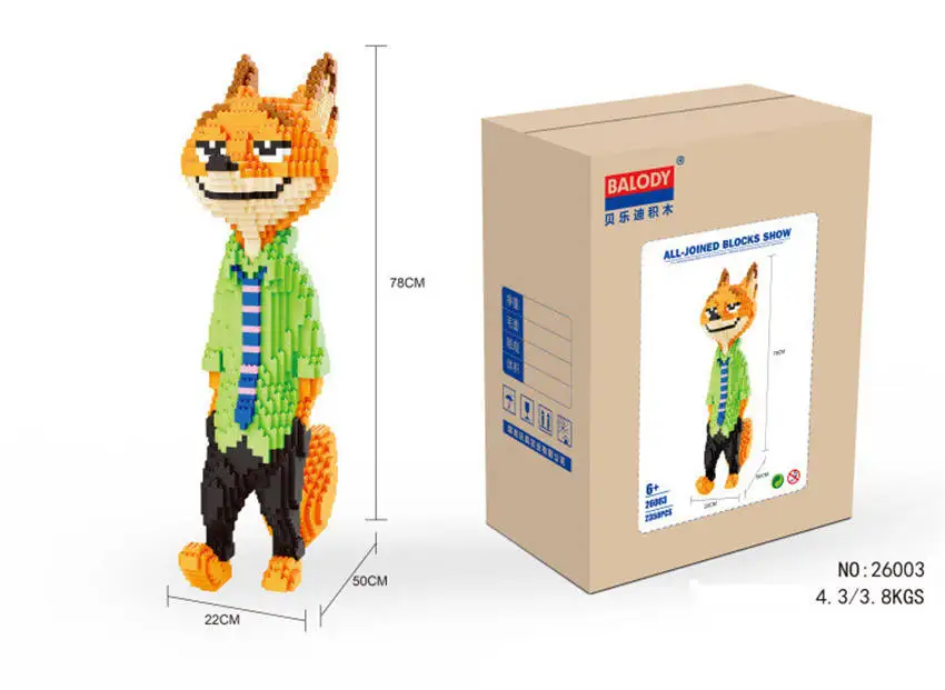 Balody big size blocks Nick fox Model Building Bricks Mario Doll robot cat Toys Anime Juguetes Gifts for TOY Shop Display