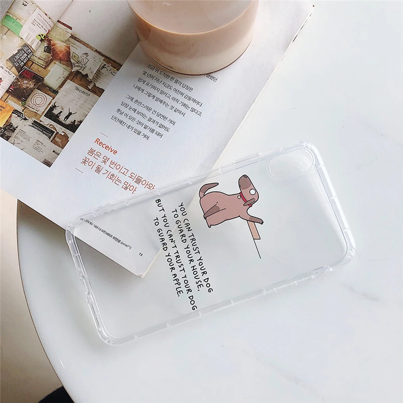 Kexin Animal Phone Case For iPhone Xr Xs Max Lovely Dog Cat Looking Food Design 6 7 8 Plus Shockproof Clear |