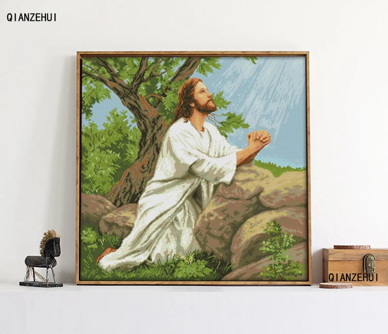 QIANZEHUI рукоделие сделай сам молитвенный Иисус вышивка крестиком наборы для