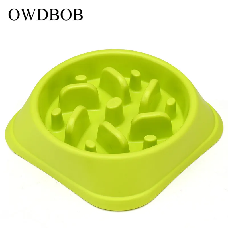 green OWDBOB анти дроссель для Кормления Собаки еда миски щенок замедлить питание кормушка миска здоровая диета блюдо товары для домашних собак - Цвет: green
