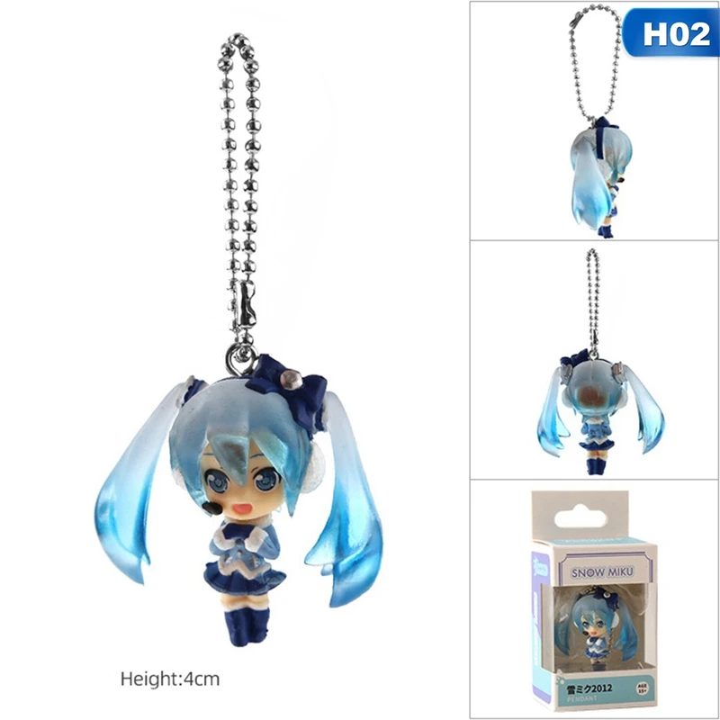 02 Hatsune Miku Q версия ручная клавиша Кольцо Кулон Ювелирные изделия Мода японский мультфильм Автомобильный ключ сумка брелок ювелирные изделия - Цвет: 02