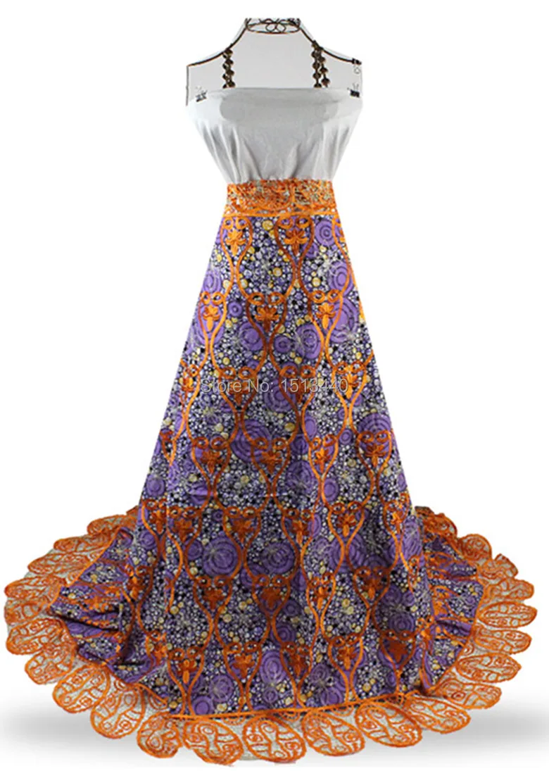 (6yards/pcs) NLW7815-11 embroidered wax lace fabric with beads high quality Nigerian guipure for dress sewing | Дом и сад