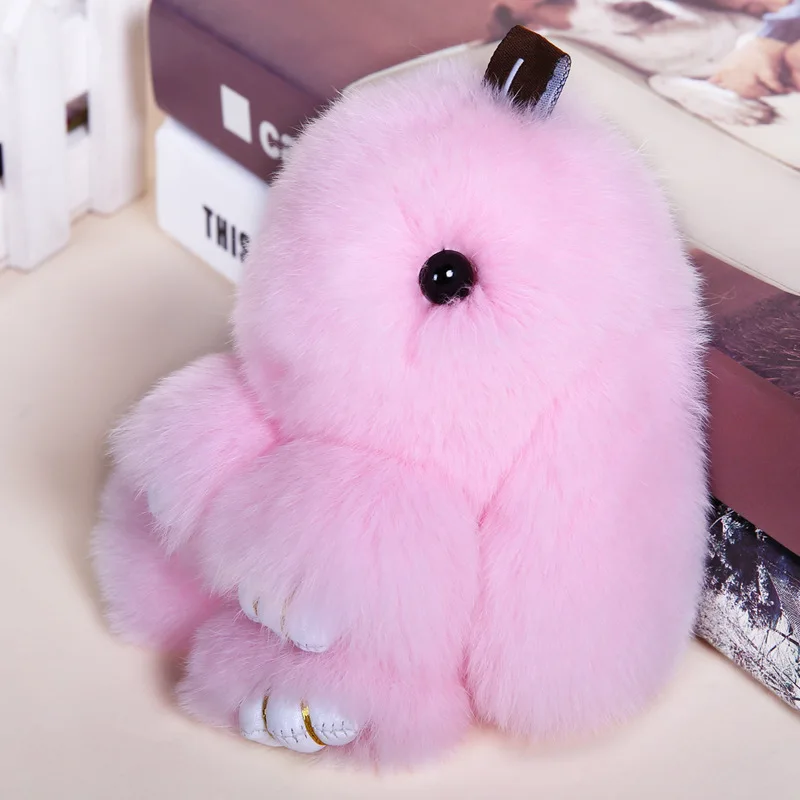 pink 14cm Автомобильный брелок для влюбленных сумки «кролик» подвески для мужчин и женщин качественный плюшевый подарок настоящий кролик рекс плюшевый костюм Кролик подвеска Кролик рождение - Цвет: pink 14cm