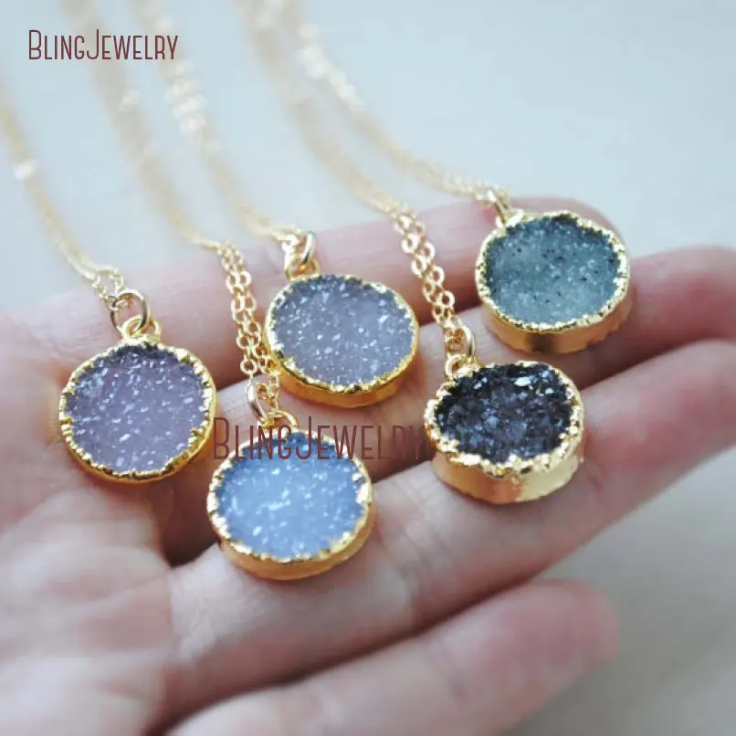 Ожерелье из натуральной друзы золотые маленькие ювелирные изделия случайного