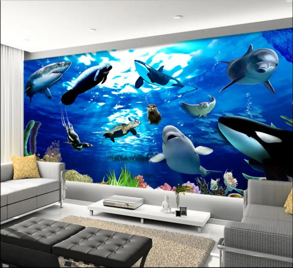 Настенные 3d обои на заказ животные морского мира декор животных настенные фрески