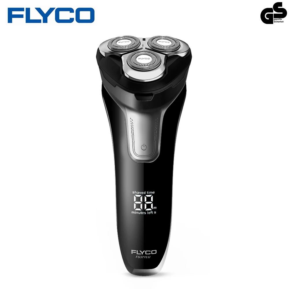 Электробритва Flyco FS377 для мужчин, триммеры для бороды с 3 плавающими головками, бритва, полностью моющаяся, триммер для волос, светодиодный дисплей