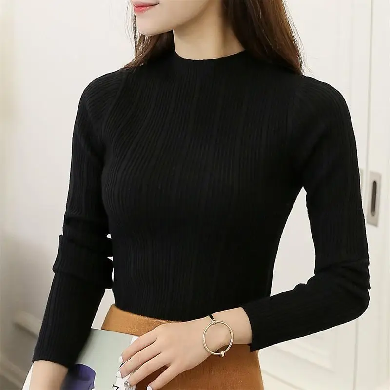 2018 зимние женские свитера пуловеры с круглым вырезом вязаные Элегантные