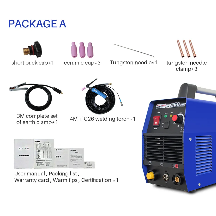 RILAND 220V ARC Maunal сварочный аппарат IGBT инвертор сварочный аппарат сварочное оборудование MMA/ARC сварочный набор инструментов WS250S 10-250A - Цвет: PackageA