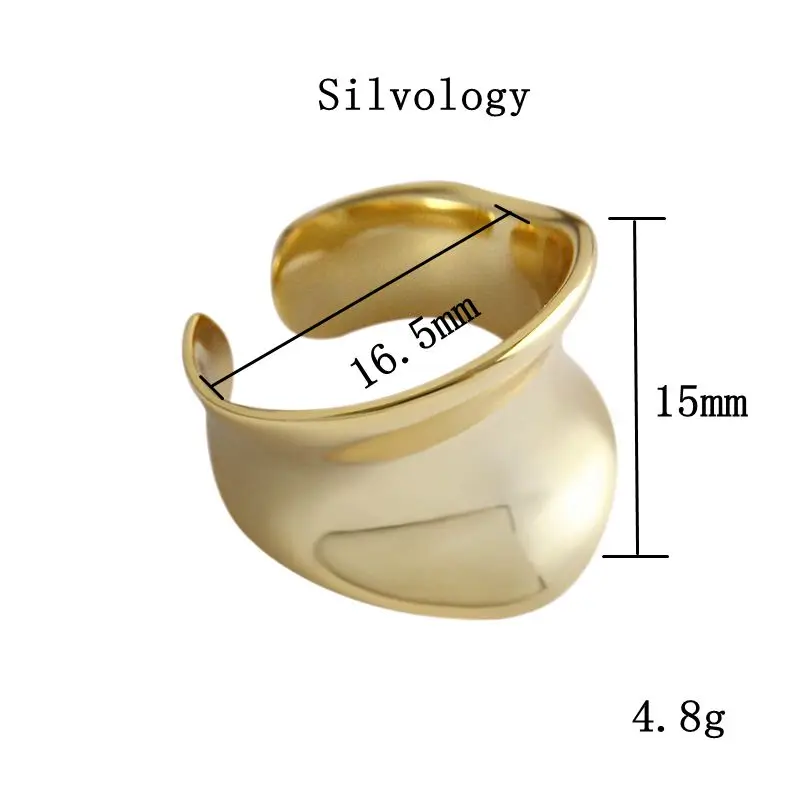 Silvology 925 серебро вогнутая поверхность дуги кольца текстура глянцевые