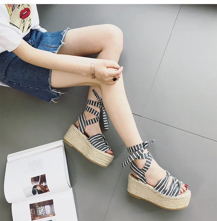 Sandalias mujer; обувь года; женские мохнатые сандалии; zapatos de mujer; женские босоножки на танкетке в римском стиле с ремешками на лодыжках; гладиаторы
