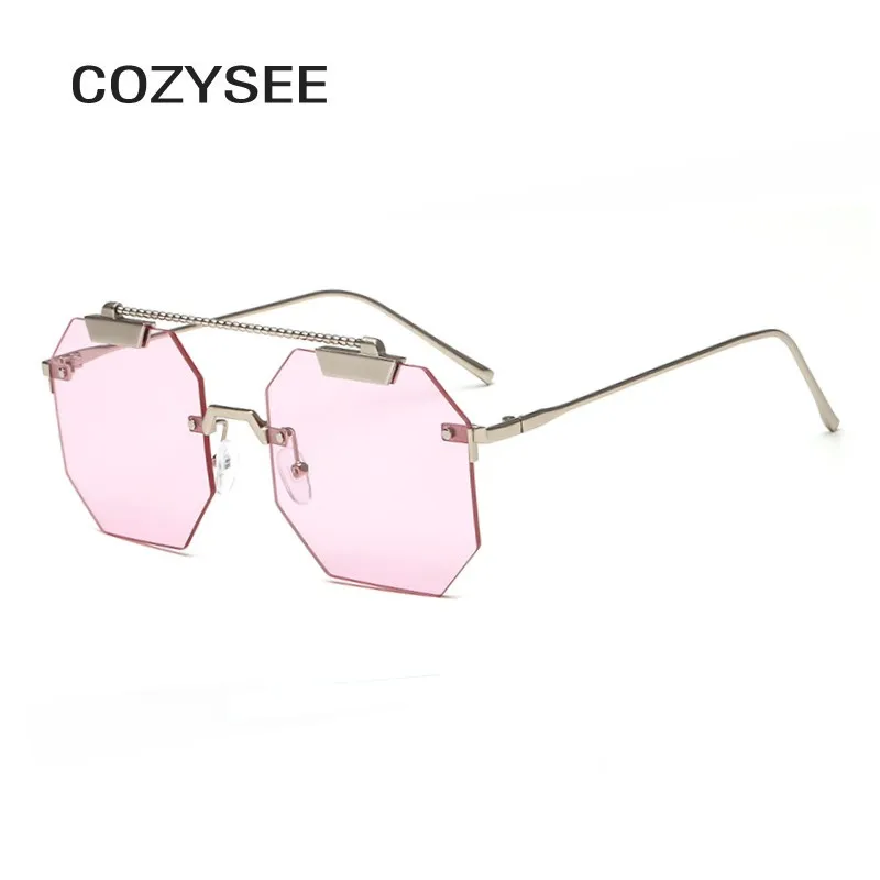 Трендовые солнцезащитные очки без оправы квадратные oculos Feminino Ретро Винтажные