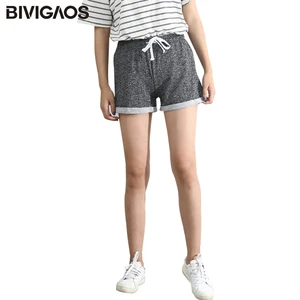 Bivigaos Лето Стиль досуга Для женщин Махровая ткань широкую ногу шорты свободные тренировки шорты женский Хемминг дома Рубашки домашние для Для женщин