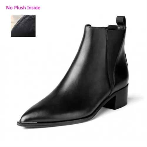 Cow leather no plush XIUNINGYAN/женские кожаные ботинки; черные женские зимние ботинки «Челси»; женские ботильоны без застежки; Брендовая обувь; Chaussure Bottes Femme - Цвет: Cow leather no plush