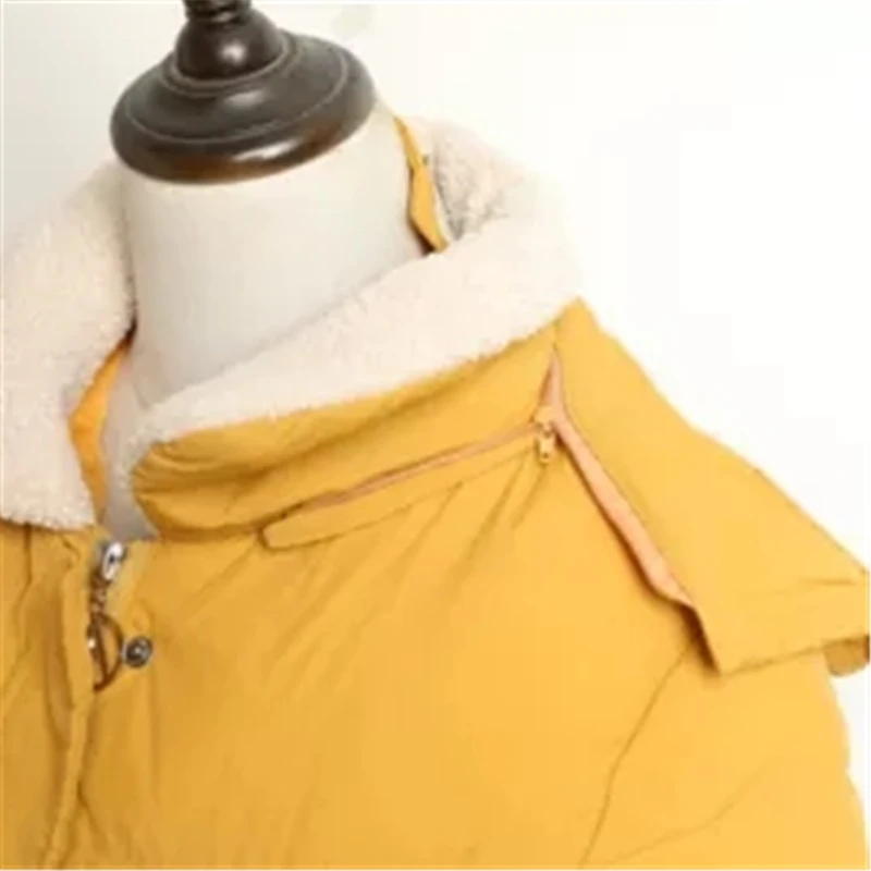 

2018 Winter New Cotton Coat Women's Long Section Students Loose Hooded Lamb Cashmere Collar Cotton Coat Large Size Coat HJB348
