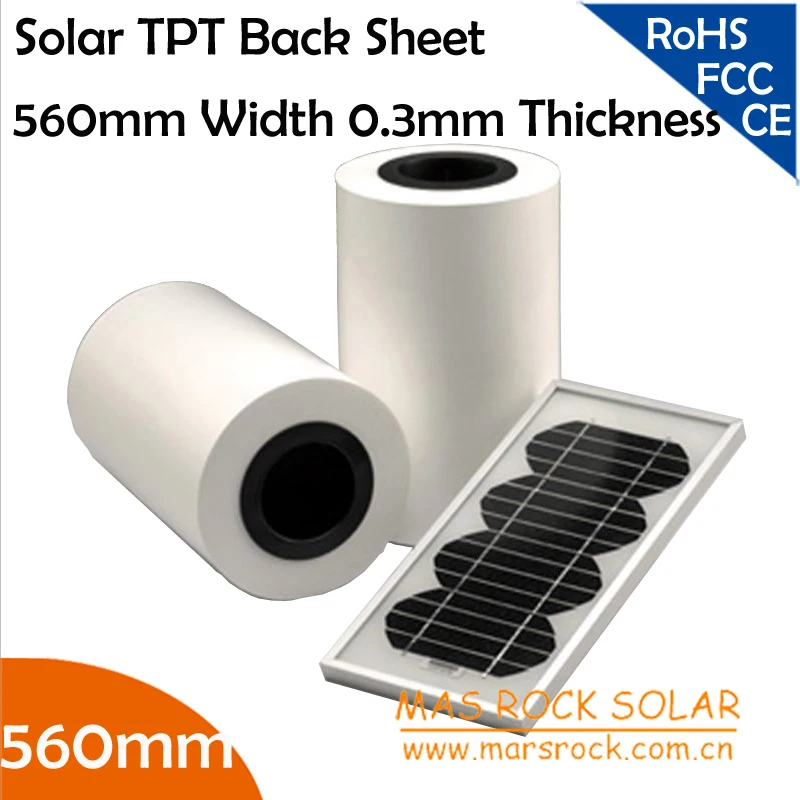 

50 meters/lot Wholesale Solar TPT BackSheet, 560mm Width 0.3mm Thickness, TPT Encapsulation Film Material for Solar Module, TUV