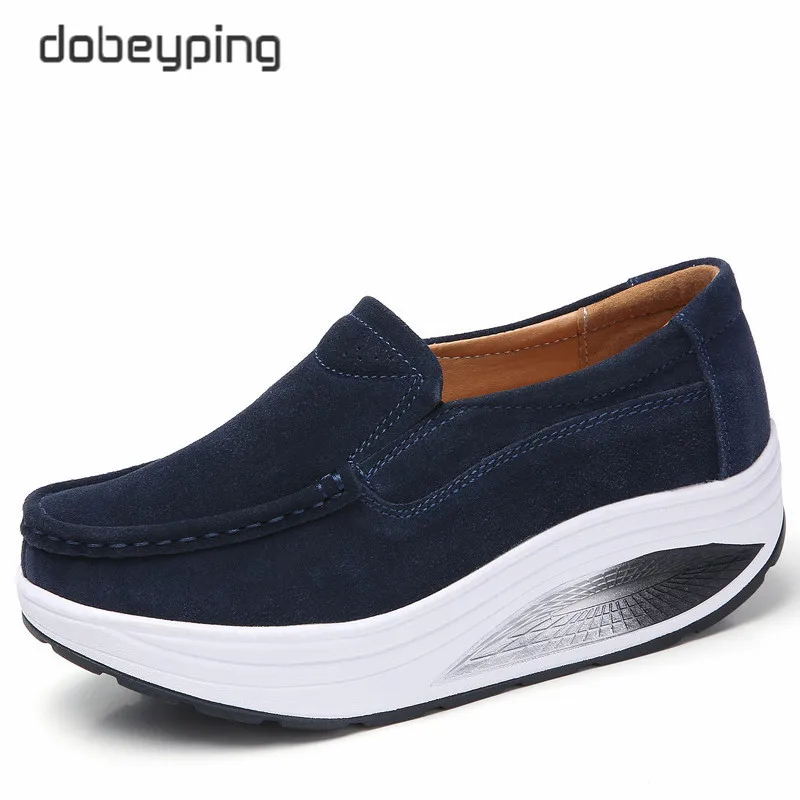 Blue Dobeyping/Новинка; сезон весна-осень; женская обувь без шнуровки; женские лоферы из натуральной кожи; женская обувь на плоской платформе; мокасины; женская обувь - Цвет: Blue