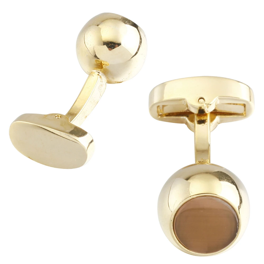 Запонки мужские круглые с коричневым камнем опалом 2018 | Украшения и аксессуары