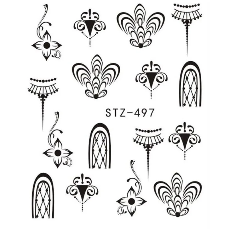 Черные водные переводные наклейки для ногтей Bittb 3 шт. ожерелье ювелирный дизайн