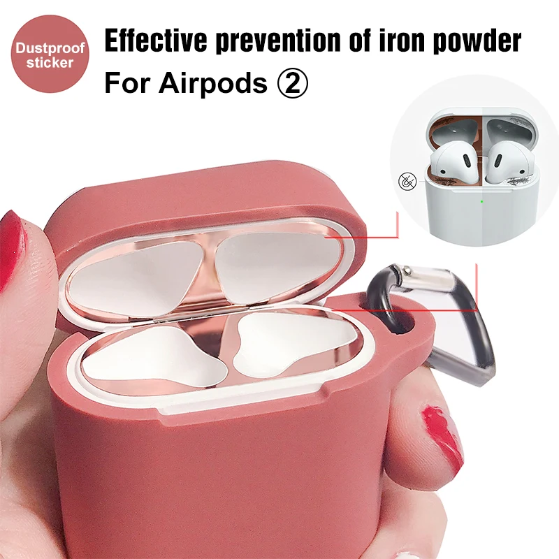 Металлическая защитная наклейка от пыли для Apple AirPods 2 внутренняя Защитная крышка