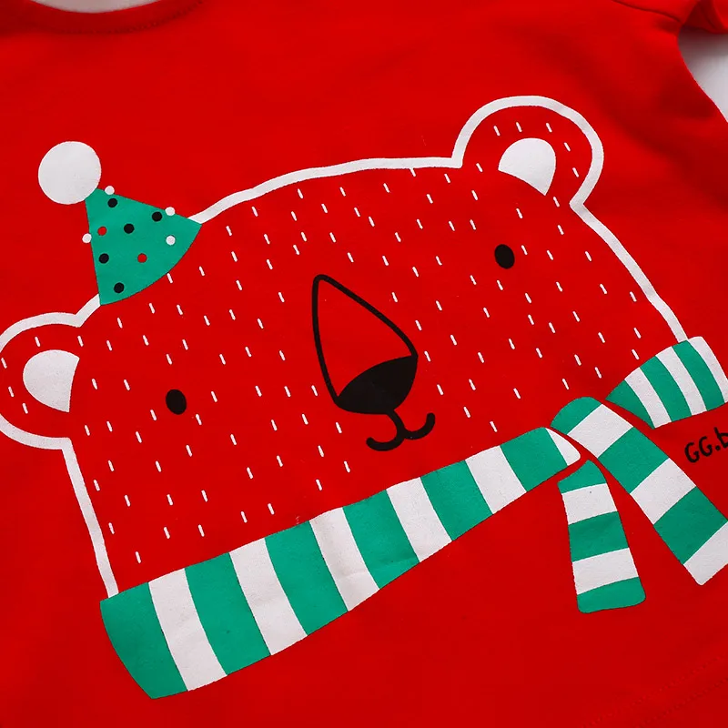 New Baby Girl Christmas Outfit Clothes Set Long Sleeve Clothing Sets Red Children's Pajamas Cotton Kids Boy Underwear Suits | Детская