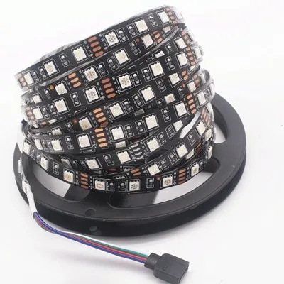 OSIDEN 5 м черный PCB RGB 5050 светодиодный скотч белый/теплый белый/синий СВЕТОДИОДНАЯ лента SMD 5050 DC12V IP20 без водонепроницаемости 60 Светодиодный/M светодиодный шнур