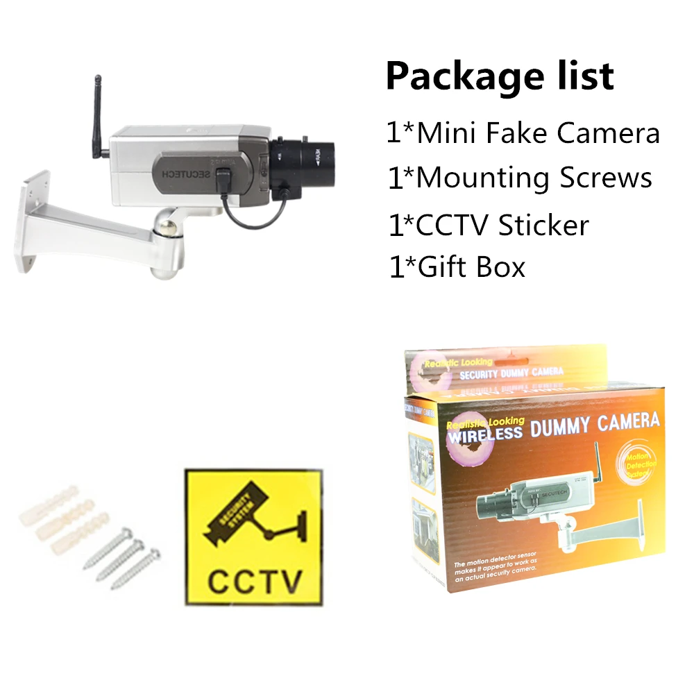 Outdoor Fake Dummy Camera Indoor Security Surveillance Mini Waterproof CCTV With LED Light Use Powered By Battery | Видеонаблюдение