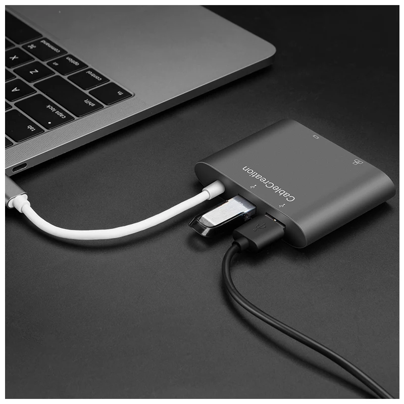 USB C к VGA Type (Thunderbolt 3 совместимый) Ethernet 2 порта 0 многопортовый адаптер типа для Mac