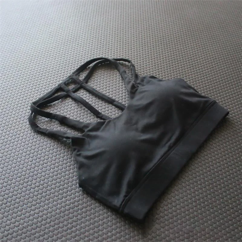 

Women Sport Bras No Rims Double Bandeau Fitness Vest Gym Underwear Padded T-Back Bras Running Top Yoga Bra Seamless