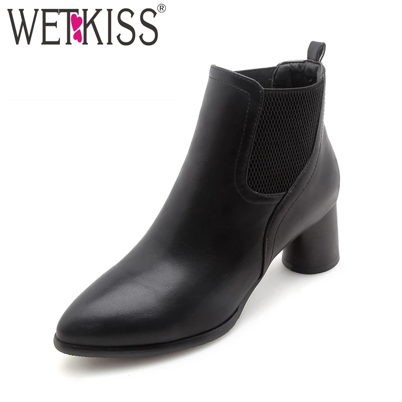 Женские ботильоны из ПУ кожи на высоком каблуке с острым носком | Обувь