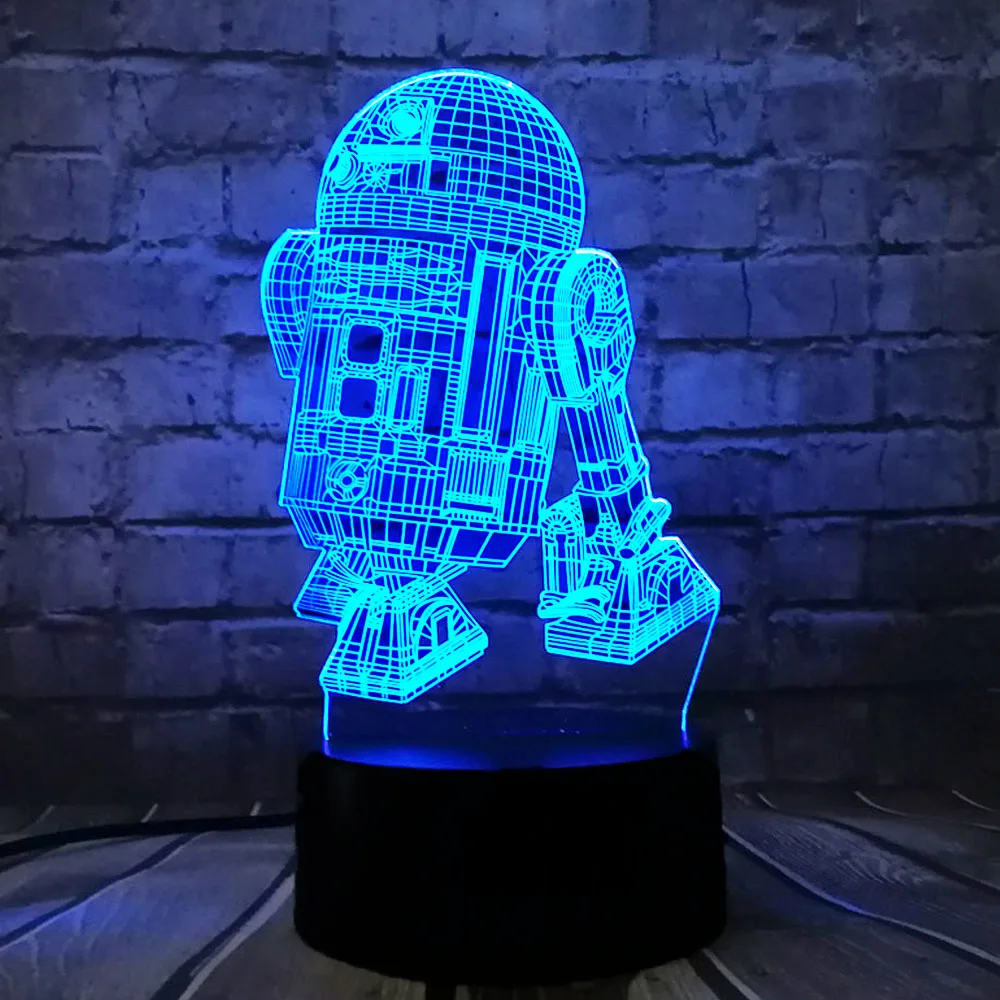 Горячая Распродажа 3D военный корабль из Звездных войн робот R2-D2 лампа 7 цветов