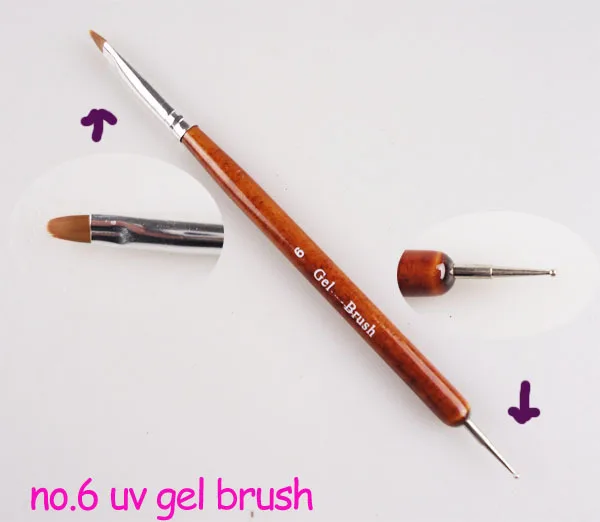

Free shipping hot sell new Professional French Gel Brush with Dottor dotting tool #8 For UV Nails Design 10pcs/lot
