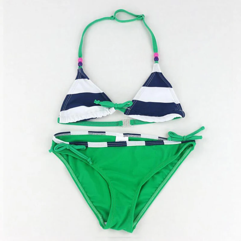 Лидер продаж новинка летний облегающий Купальник для девочек в полоску