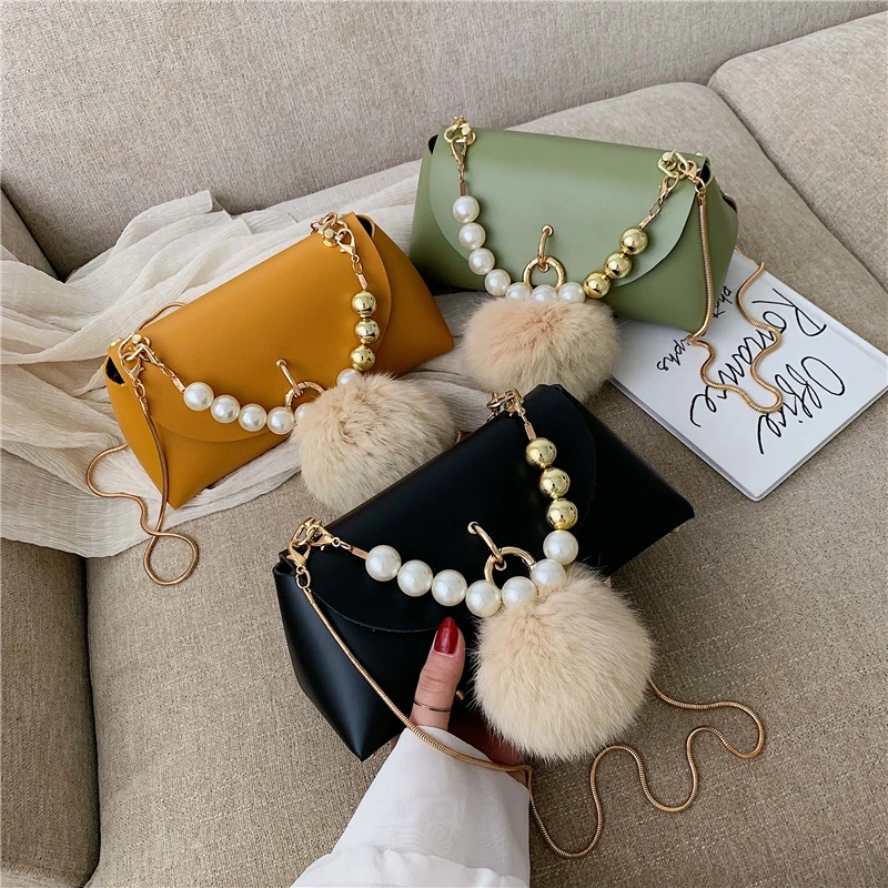 2019 fashion simple shell bag packaging designer handbag high quality PU leather pearl single shoulder diagonal straddle qq537 | Багаж и