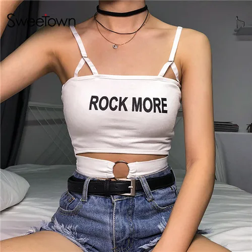 white Укороченный топ с открытыми плечами Haut Femme, регулируемые укороченные женские вечерние топы, женские сексуальные топы с металлическим кольцом, Лоскутная майка - Цвет: white