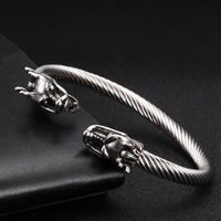 luxury stainless steel sporty men male charm bracelets vintage unique gold dragon braided open fashion cuff bangles